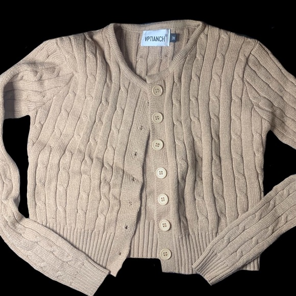 Brown Cropped Cardigan - Picture 1 of 4